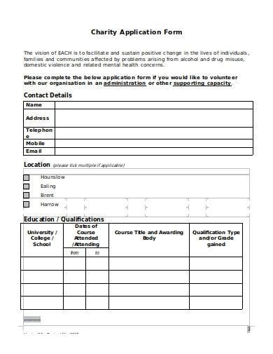 application for a charitable foundation in canada.